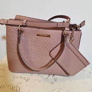 Anne Klein Pink Satchel w/Card Holder Shoulder Handbag Purse